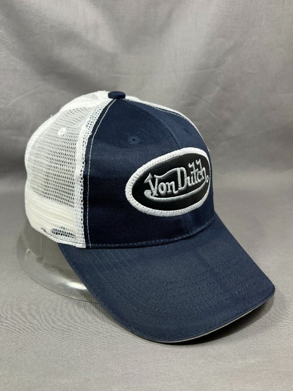 Von Dutch Mesh Trucker Hat Navy Blue White Oval Patch Adjustable Snapback Cap